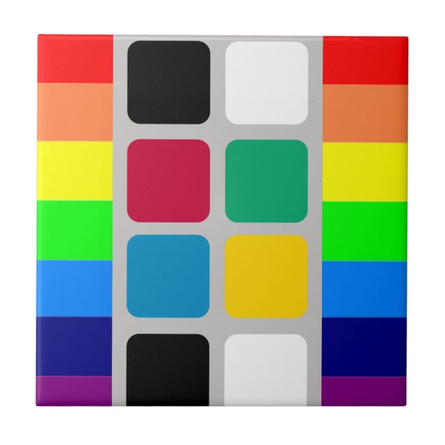 Keramikfliese Bunte Farben Quadratisch  (Vorderseite)