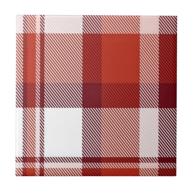 Keramikfliese Bunte Farben Rot Kariert (Vorderseite)
