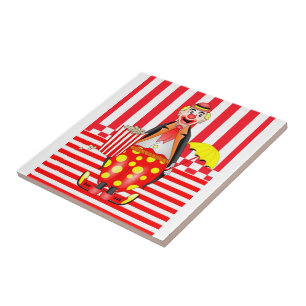 Keramikfliese Clown Roter Streifen