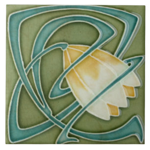 Keramikfliese - Dekorative Tulpe Art Nouveau Vinta