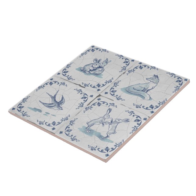 Keramikfliese Delft Untersetzer Waldtiere (Seite)
