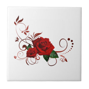 Keramikfliese Floral rote Rose