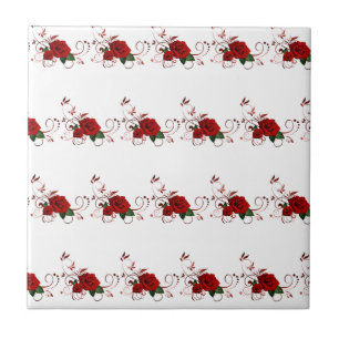 Keramikfliese Florale rote Rose