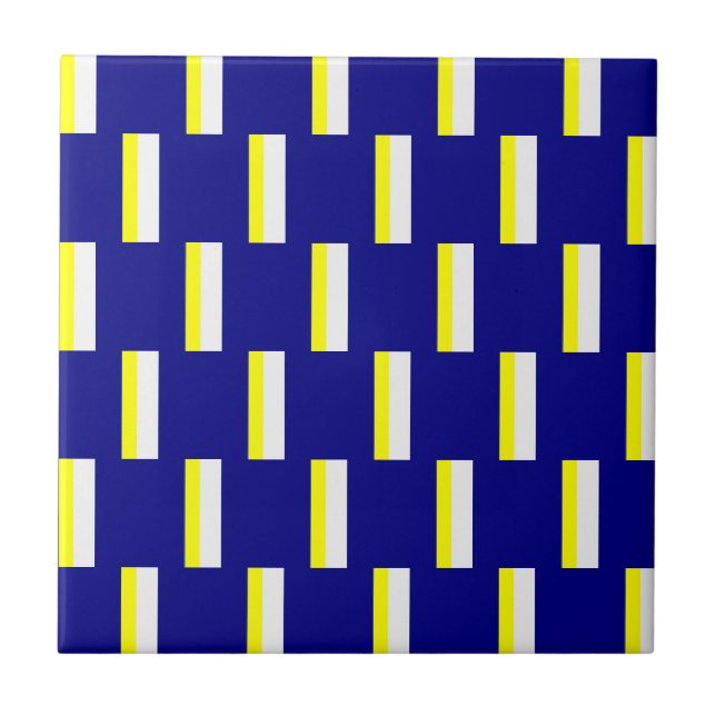 Keramikfliese Gelb & Blau Weiß gestreift (Vorderseite)