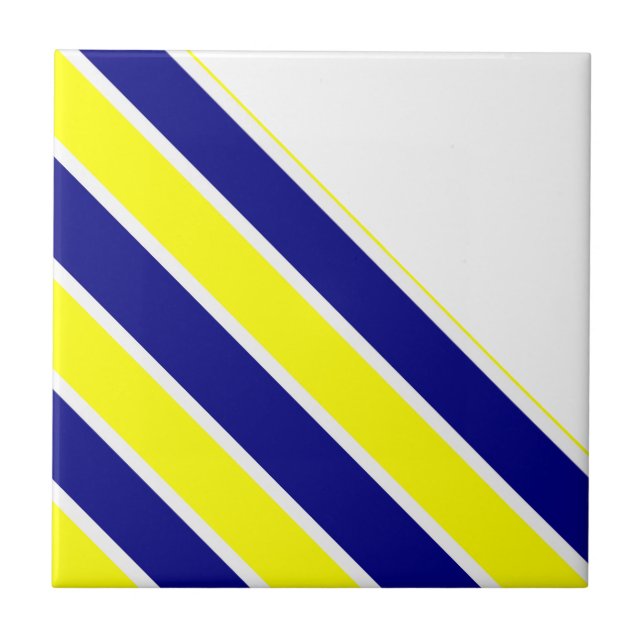 Keramikfliese Gelb & Blau Weiß gestreift (Vorderseite)