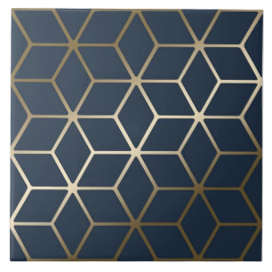 Keramikfliese - geometrisches Silber und Blau/Grau