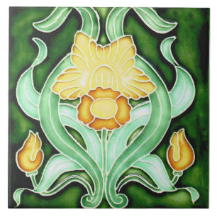 Keramikfliese - Jugendstil Frühlingsdaffodil