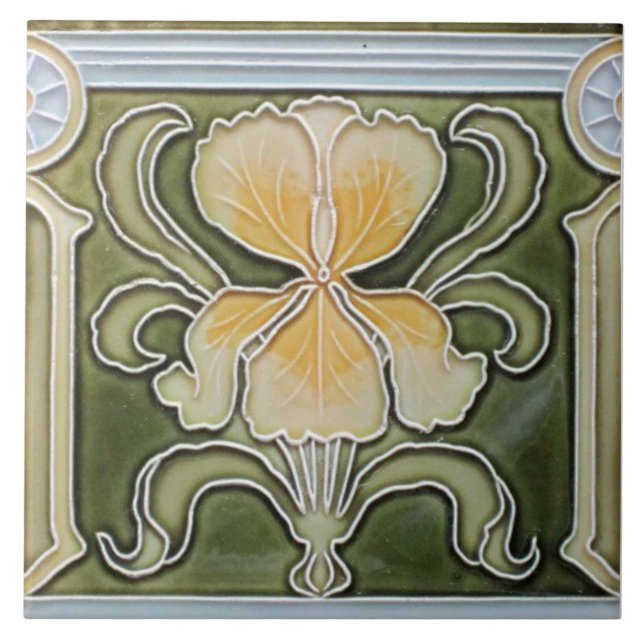 Keramikfliese - Jugendstil-Iris-Randfliese (Vorderseite)