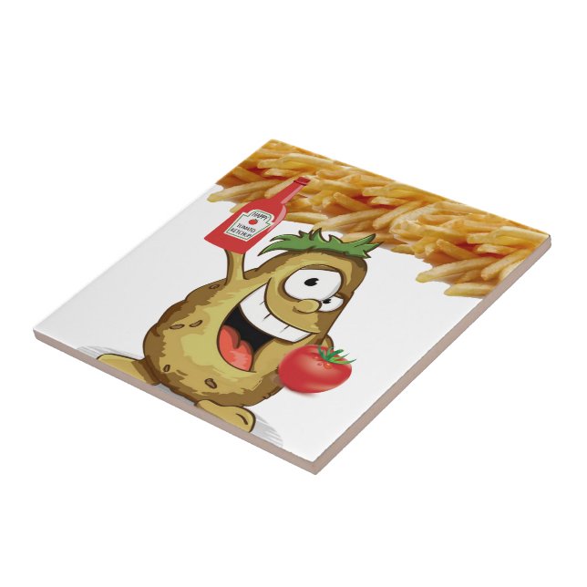 Keramikfliese Kartoffel Pommes Frites Ketchup Toma (Seite)