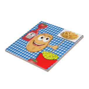 Keramikfliese Kartoffel, Pommes frites, Tomate, Ke
