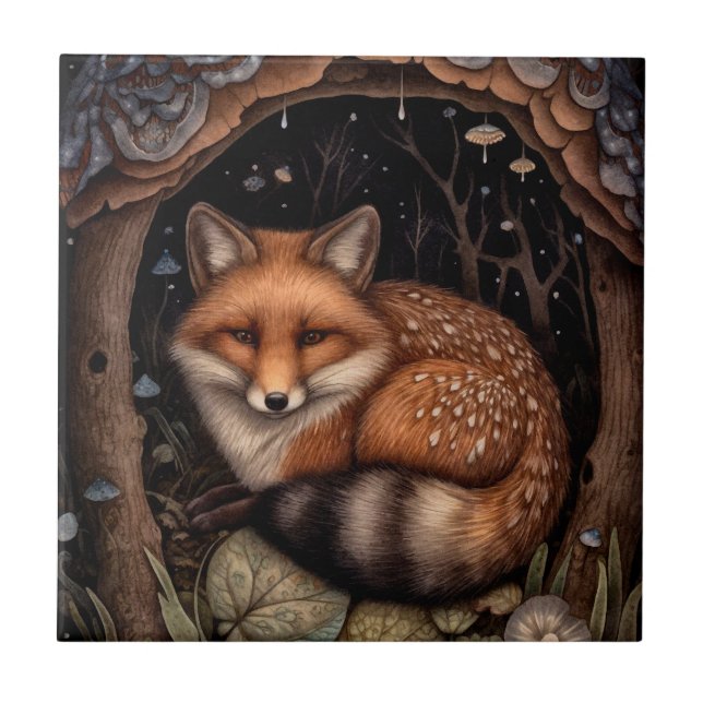 Keramikfliese Midnight Fox (Vorderseite)