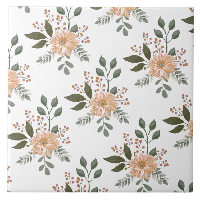 Keramikfliese mit Blumenmuster (Vorderseite)