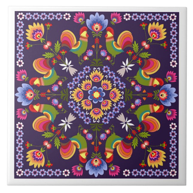 Keramikfliese mit polnischen Mustervölkern (Vorderseite)