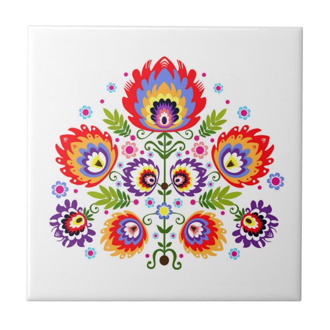 Keramikfliese mit polnischen Mustervölkern (Vorderseite)