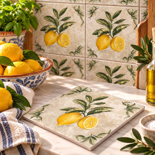 Keramikfliese mit Vintage-Zitronen