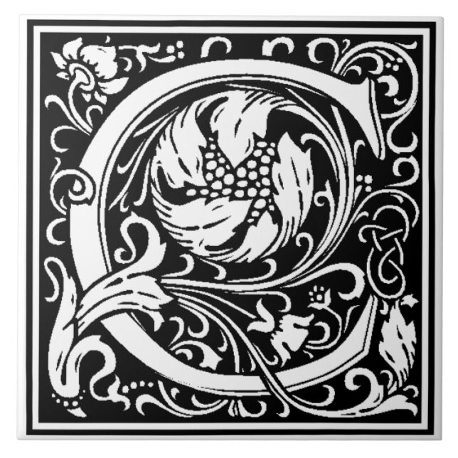 Keramikfliese - Monogramm Alphabet C Schwarz Weiß (Vorderseite)