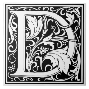Keramikfliese - Monogramm Alphabet D Schwarz Weiß