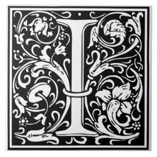 Keramikfliese - Monogramm Alphabet I schwarz Weiß