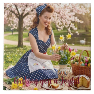 Keramikfliese: Osterpicknick (im Vintage-Stil) Fliese