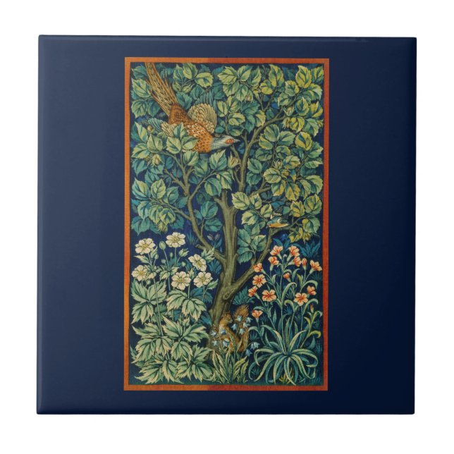 KERAMIKFLIESE: PHEASANT: WILLIAM MORRIS FLIESE (Vorderseite)