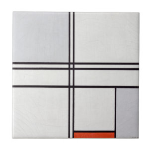 KERAMIKFLIESE: PIET MONDRIAN: GRAU - ROT 1935   FLIESE