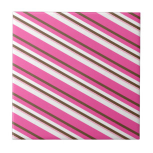 Keramikfliese Rosa Braun Weiß Streifen