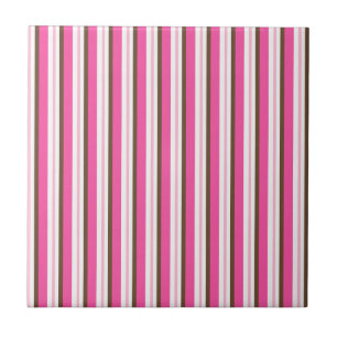 Keramikfliese Rosa Braun Weiße Streifen