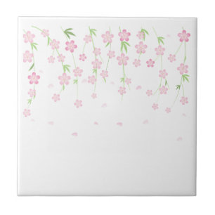 Keramikfliese Rosa und Weiße Blumen Floral