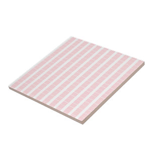 Keramikfliese Rosa & Weiße Streifen Quadratisch