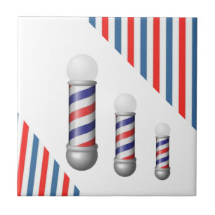 Keramikfliese Rot Weiß & Blau Streifen Barberpole