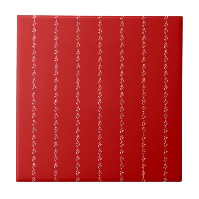 Keramikfliese Rotes Blumenmuster (Vorderseite)