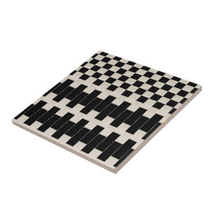 Keramikfliese Schwarz und Beige Streifen Quadratis