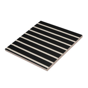 Keramikfliese Schwarz und Beige Streifen Quadratis