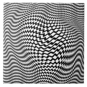 Keramikfliese Schwarz Weiß Op Art Hypnotischer Zic