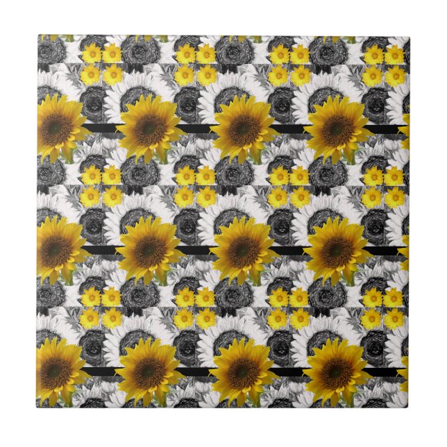 Keramikfliese Sonnenblume (Vorderseite)