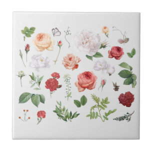 KERAMIKFLIESE: VINTAGE BLUMEN FLIESE