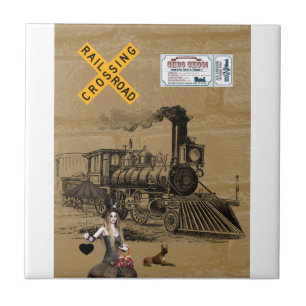 Keramikfliese Vintage-Zug Hund