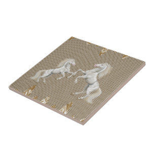 Keramikfliese Weiße Pferde Beige