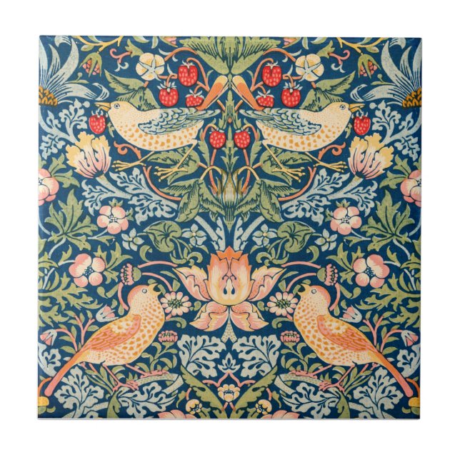 KERAMIKFLIESE: WILLIAM MORRIS : STRAWBERRY THIEVES FLIESE (Vorderseite)