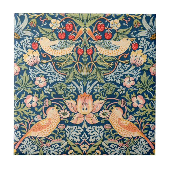 KERAMIKFLIESE: WILLIAM MORRIS :STRAWBERRY THIEVY FLIESE (Vorderseite)
