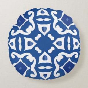Keramikfliesen azulejo portugal. Nahtloser Vintage Rundes Kissen
