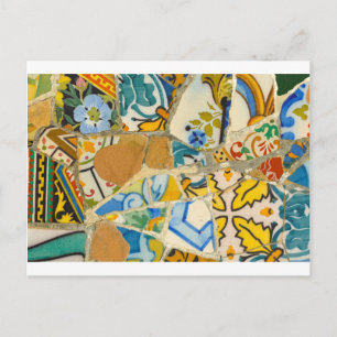 Keramikfliesen im Parc Guell in Barcelona Spanien Postkarte