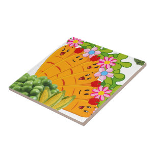 Keramikfliesen Karotten Erbsen Vegan Blumenmuster Fliese