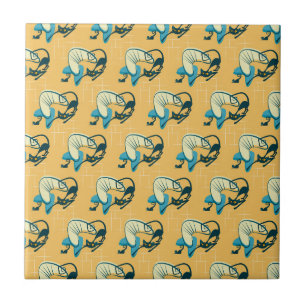 Keramikfliesen mit Mid Century Atomic Kitty-Muster Fliese