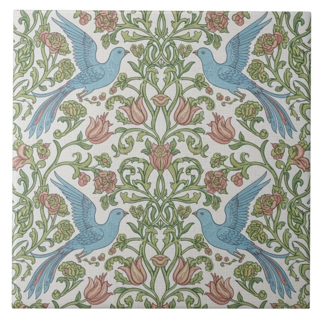 Keramikfliesen mit Vögeln und Blumen Fliese (Vorderseite)