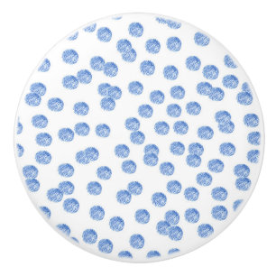 Keramikgriff mit blauen Polkapunkten Keramikknauf