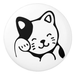 Keramikknauf. Katze. Keramikknauf