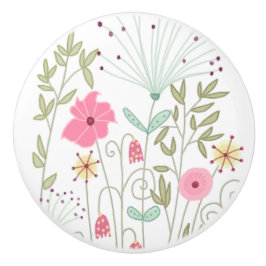 Keramikknopf mit fantastischen Wildblumen Keramikknauf
