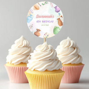 Keramikmalerei-Geburtstag Runder Aufkleber