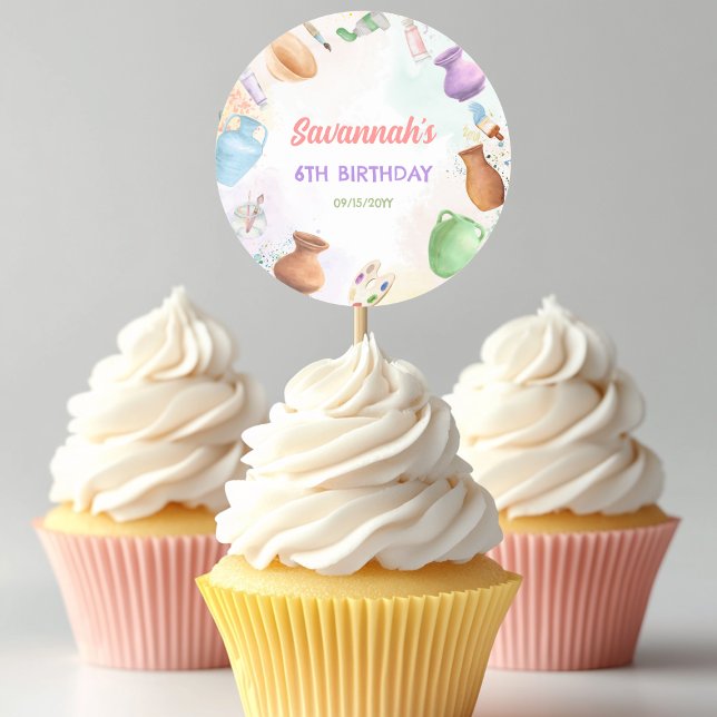 Keramikmalerei-Geburtstag Runder Aufkleber (Von Creator hochgeladen)